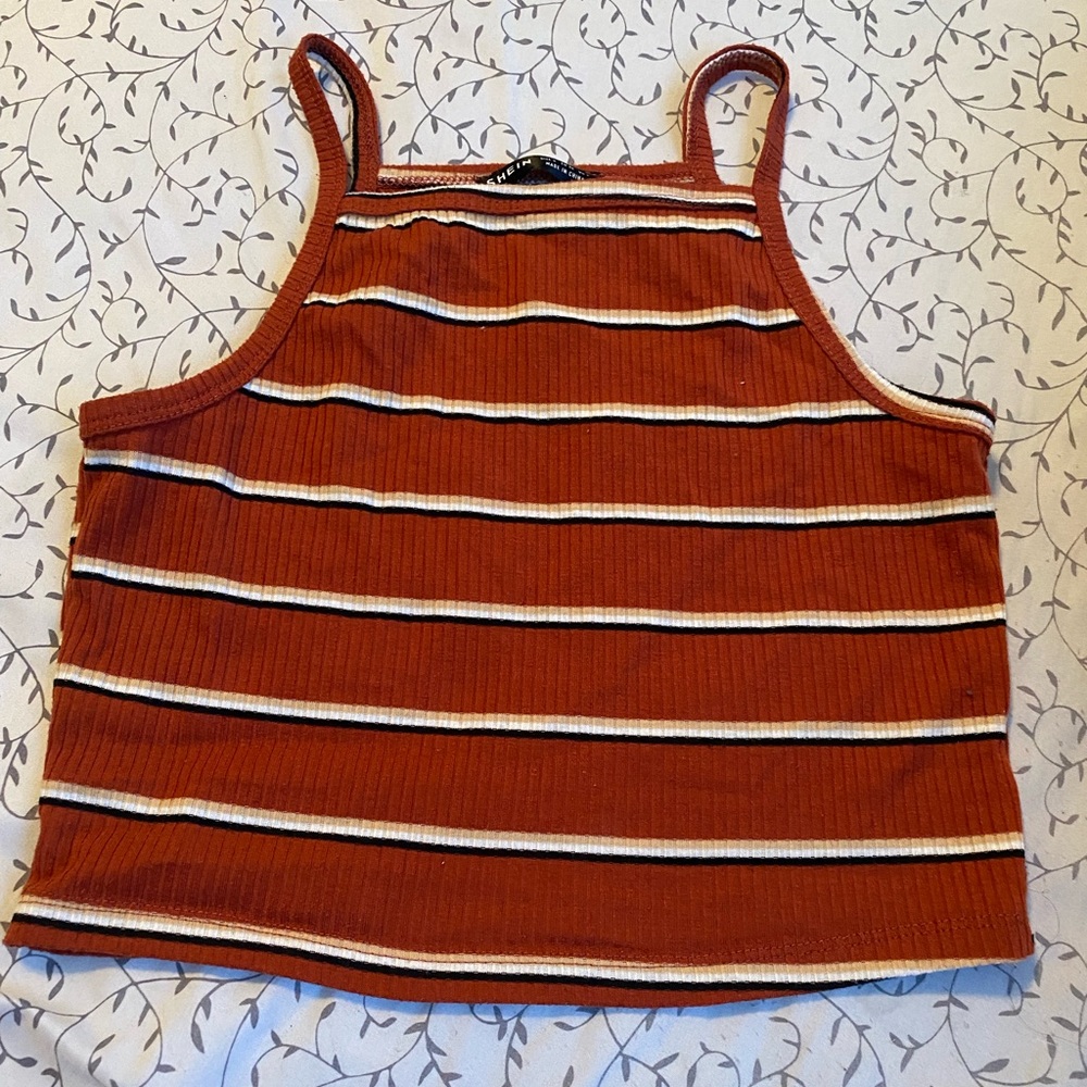 Striped burgundy crop top